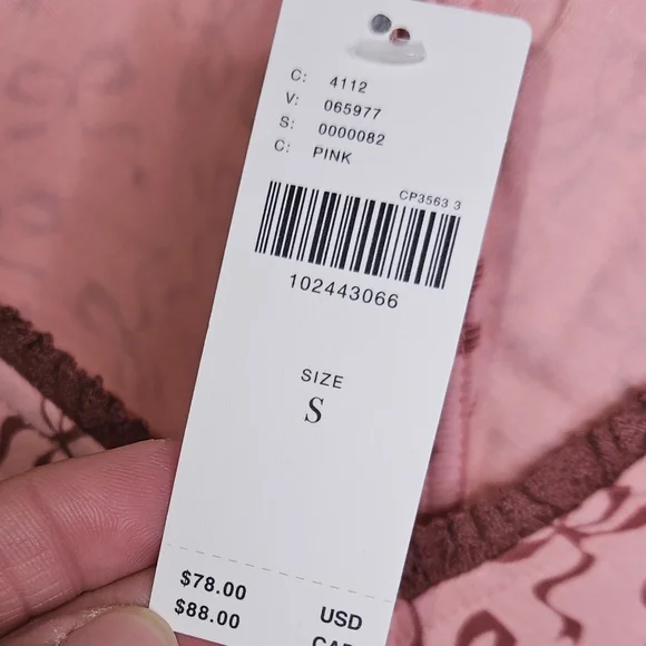 Maeve Lace Bow Print V-Neck Top, Size S, NWT - Picture 6 of 8